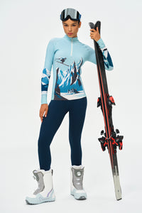 PerformaWool Mont Print Ski Baselayer Half Zip