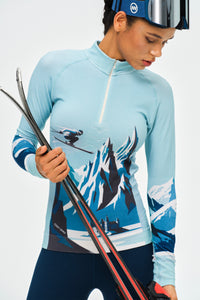 PerformaWool Mont Print Ski Baselayer Half Zip