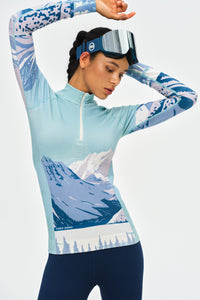PerformaWool Mont Print Ski Baselayer Half Zip
